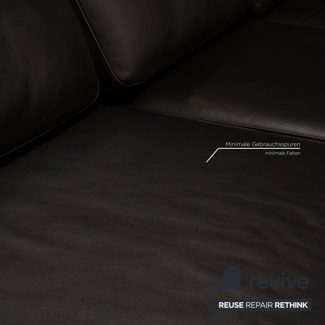 Cor Conseta Leder Ecksofa Schwarz Sofa Couch Recamiere Rechts