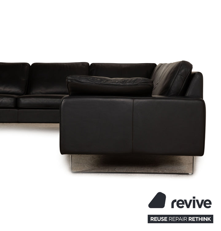 Cor Conseta Leder Ecksofa Schwarz Sofa Couch Recamiere Rechts