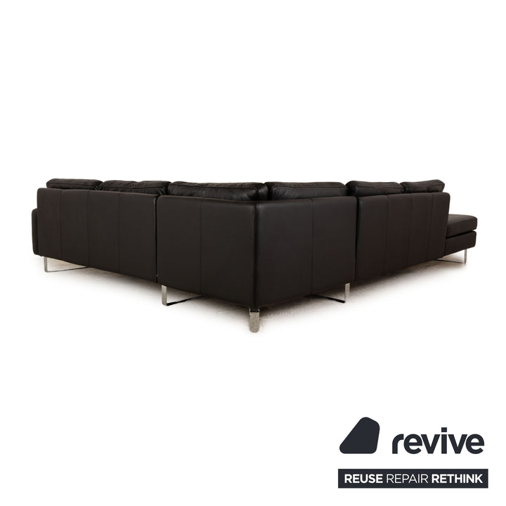 Cor Conseta Leder Ecksofa Schwarz Sofa Couch Recamiere Rechts