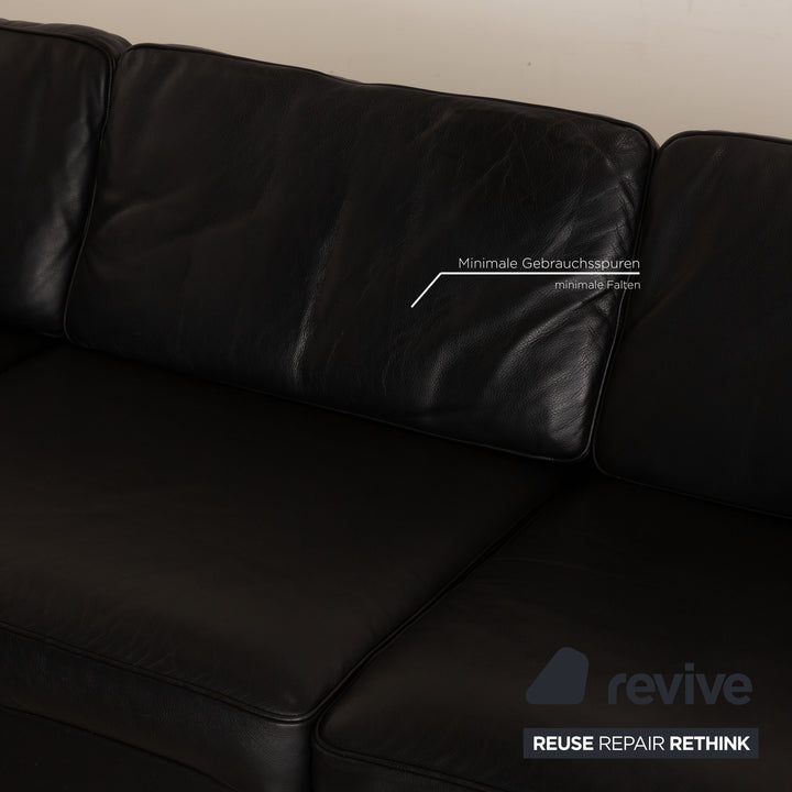Cor Conseta Leder Ecksofa Schwarz Sofa Couch Recamiere Rechts