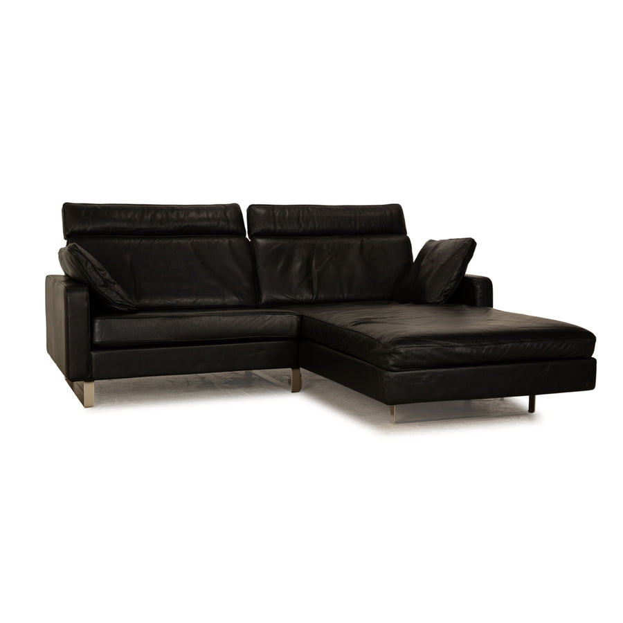 Cor Conseta leather corner sofa black chaise longue right headrests
