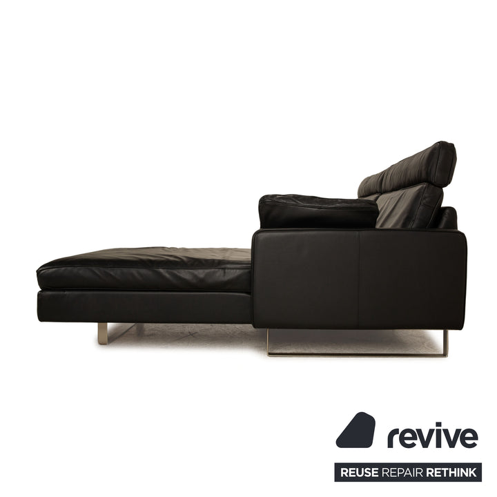 Cor Conseta leather corner sofa black chaise longue right headrests