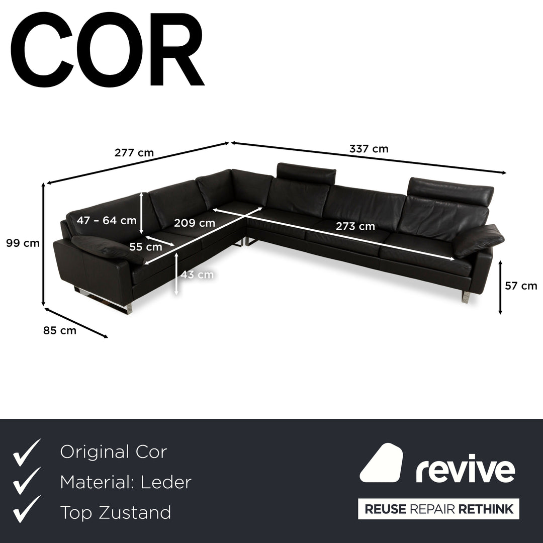 Cor Conseta Leder Ecksofa Schwarz Sofa Couch