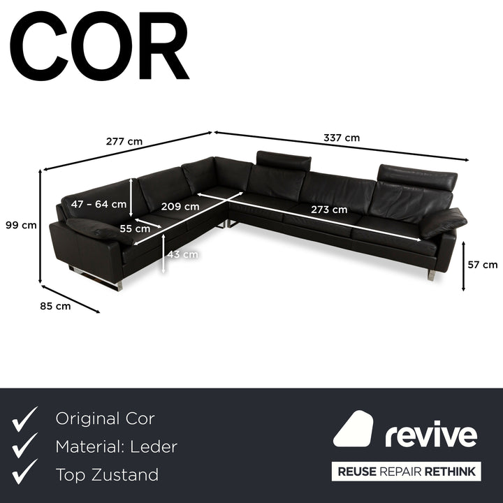 Cor Conseta Leder Ecksofa Schwarz Sofa Couch