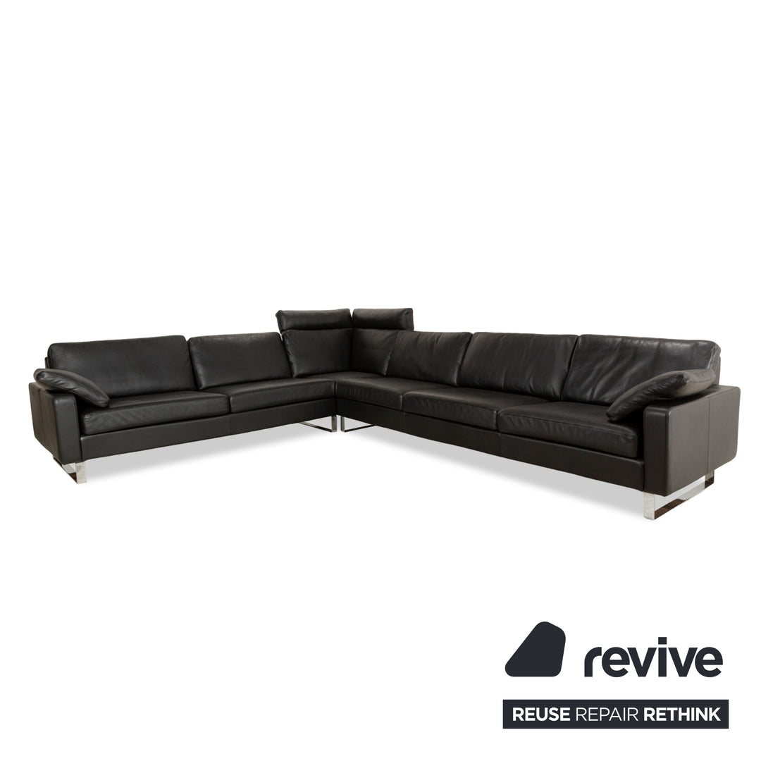 Cor Conseta Leder Ecksofa Schwarz Sofa Couch