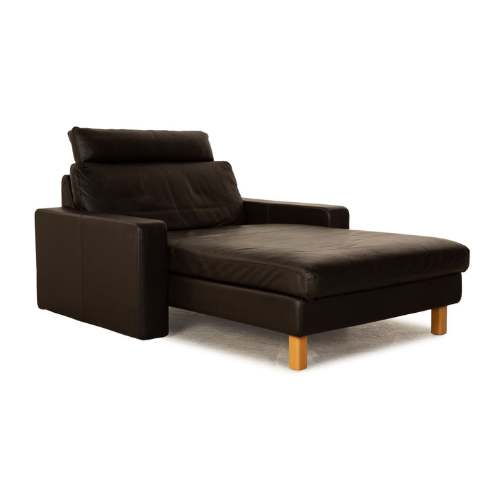 Cor Conseta chaise longue en cuir marron foncé