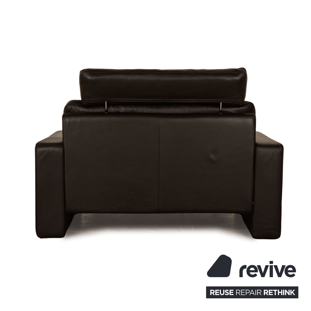 Cor Conseta chaise longue en cuir marron foncé