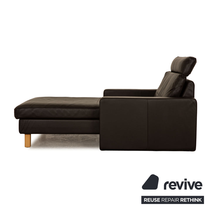 Cor Conseta chaise longue en cuir marron foncé