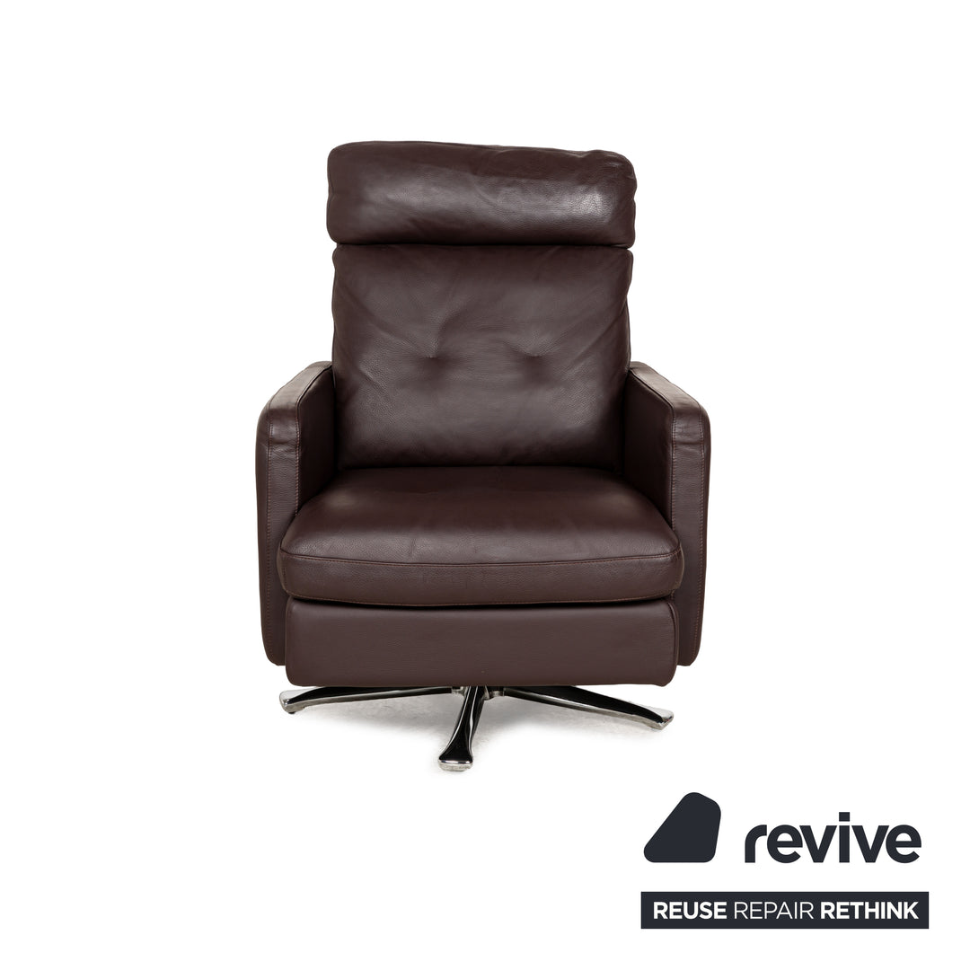 Fauteuil en cuir Cor Conseta fonction pivotante marron