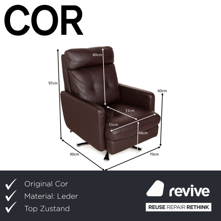 Cor Conseta leather armchair brown swivel function