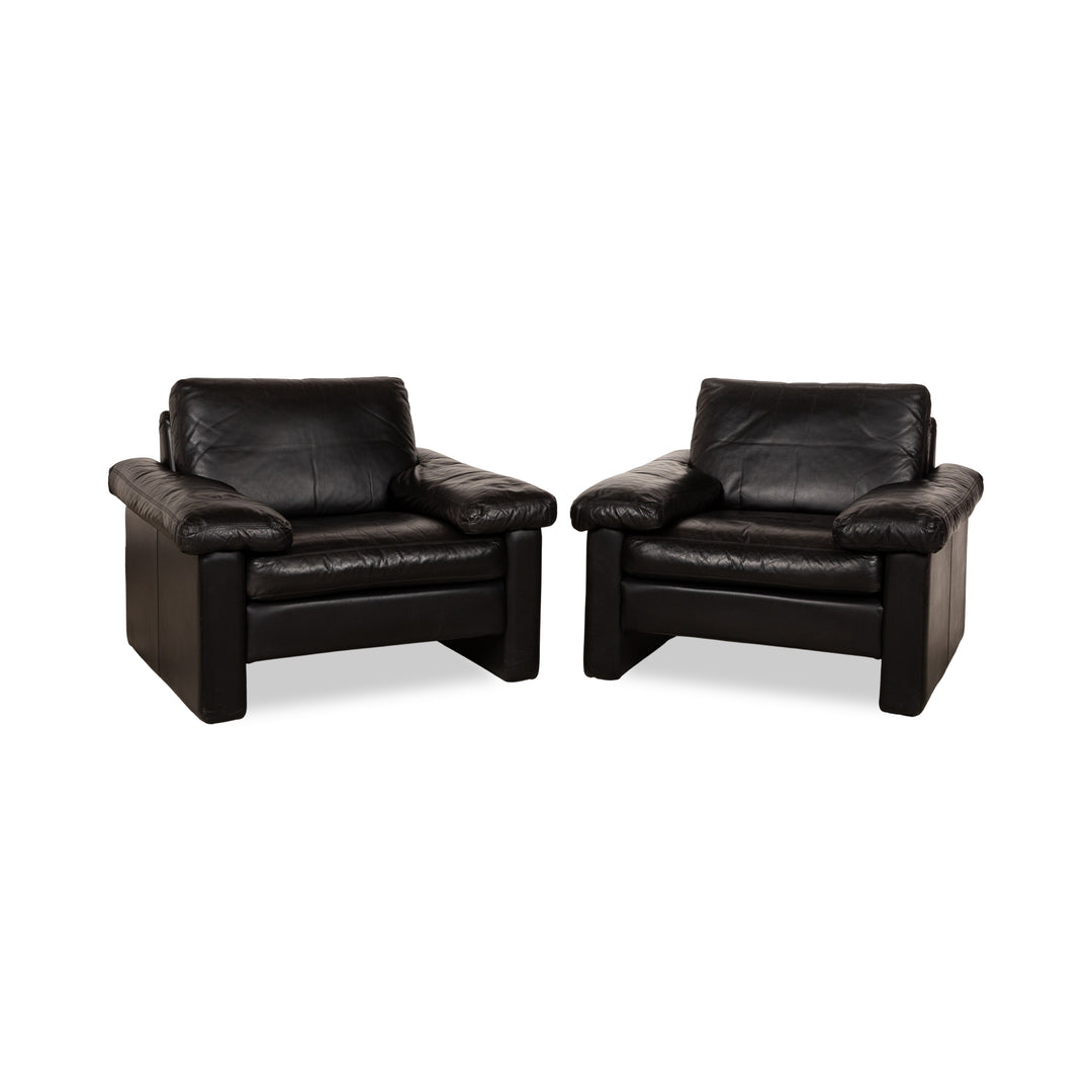 Cor Conseta Leather Armchair Set Black 2x Armchairs