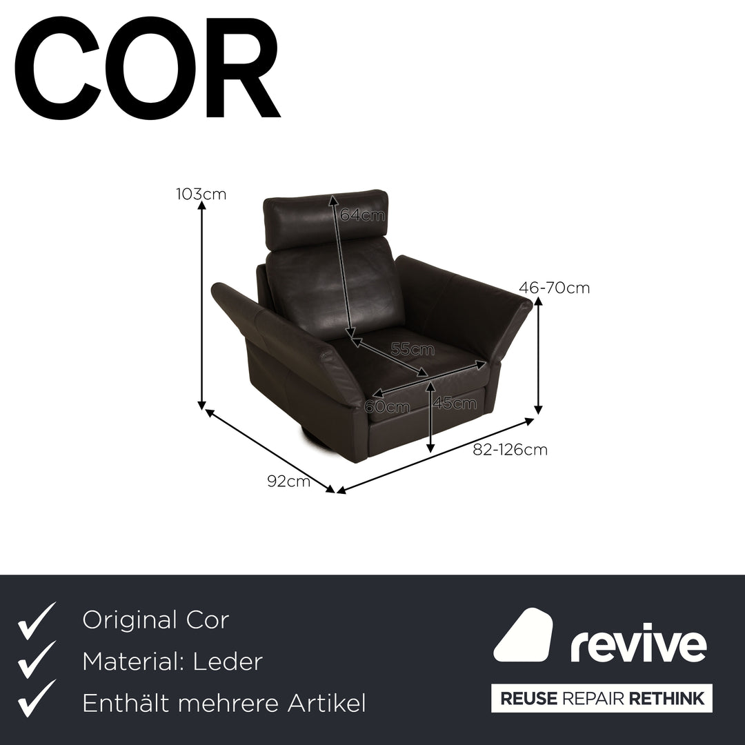 Cor Conseta Leder Sessel Grau Funktion