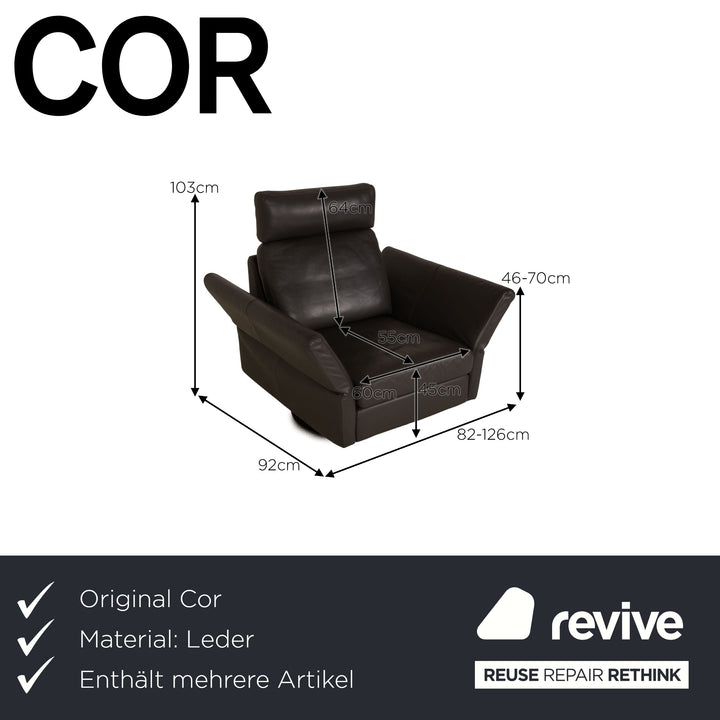 Cor Conseta Leder Sessel Grau Funktion
