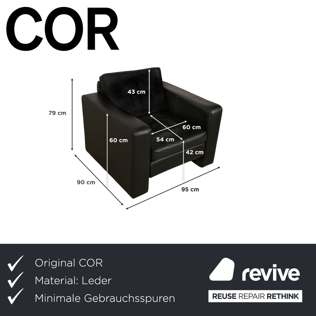 Cor Conseta Leder Sessel Schwarz