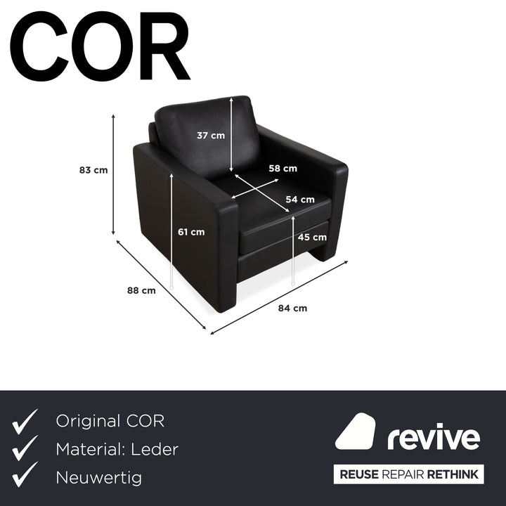 Fauteuil en cuir noir Cor Conseta