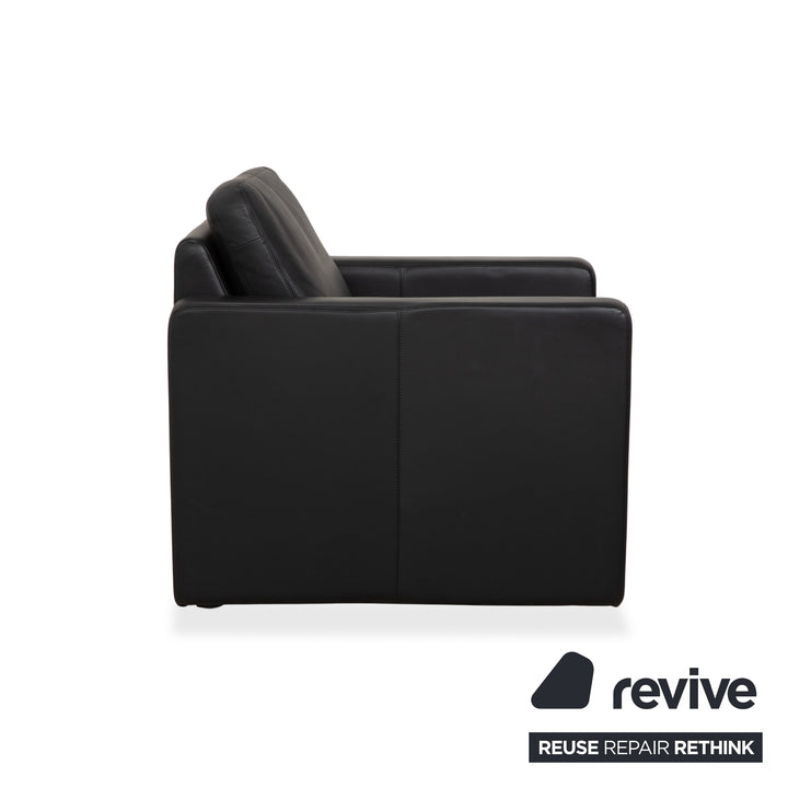 Fauteuil en cuir noir Cor Conseta