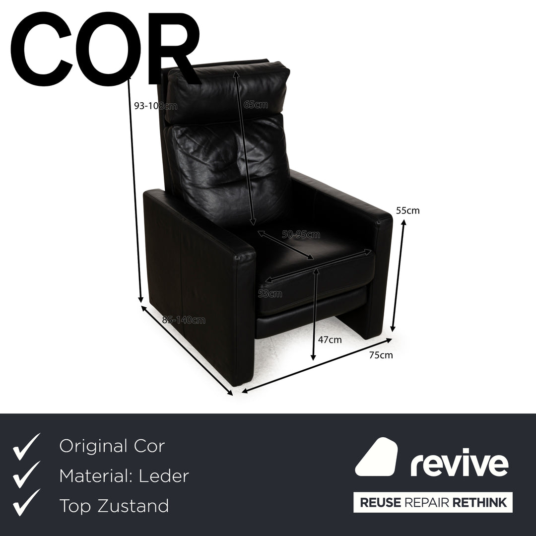 Cor Conseta Leder Sessel Schwarz manuelle Funktion Sofa Couch
