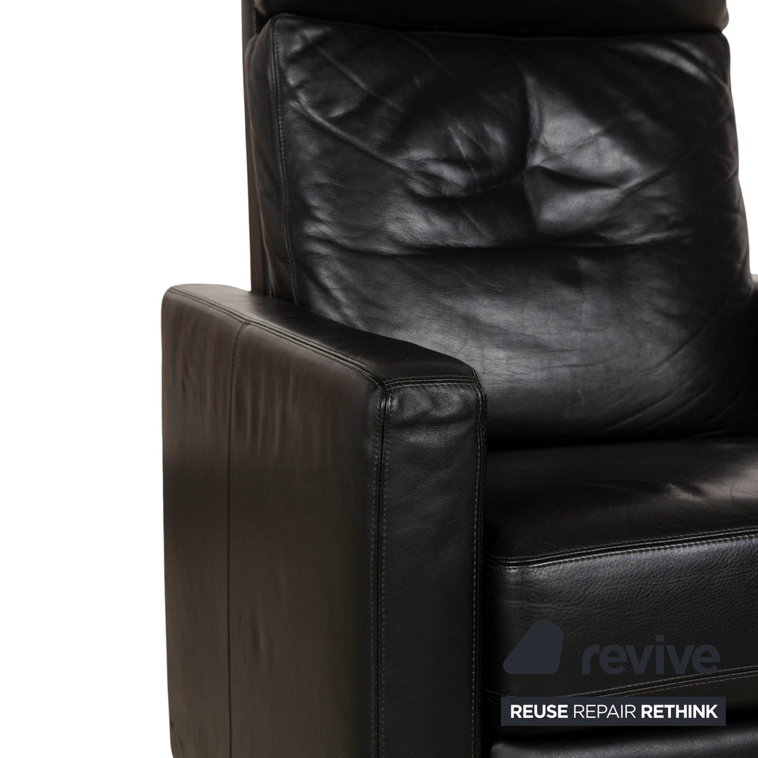 Fauteuil en cuir Cor Conseta noir, canapé à fonction manuelle