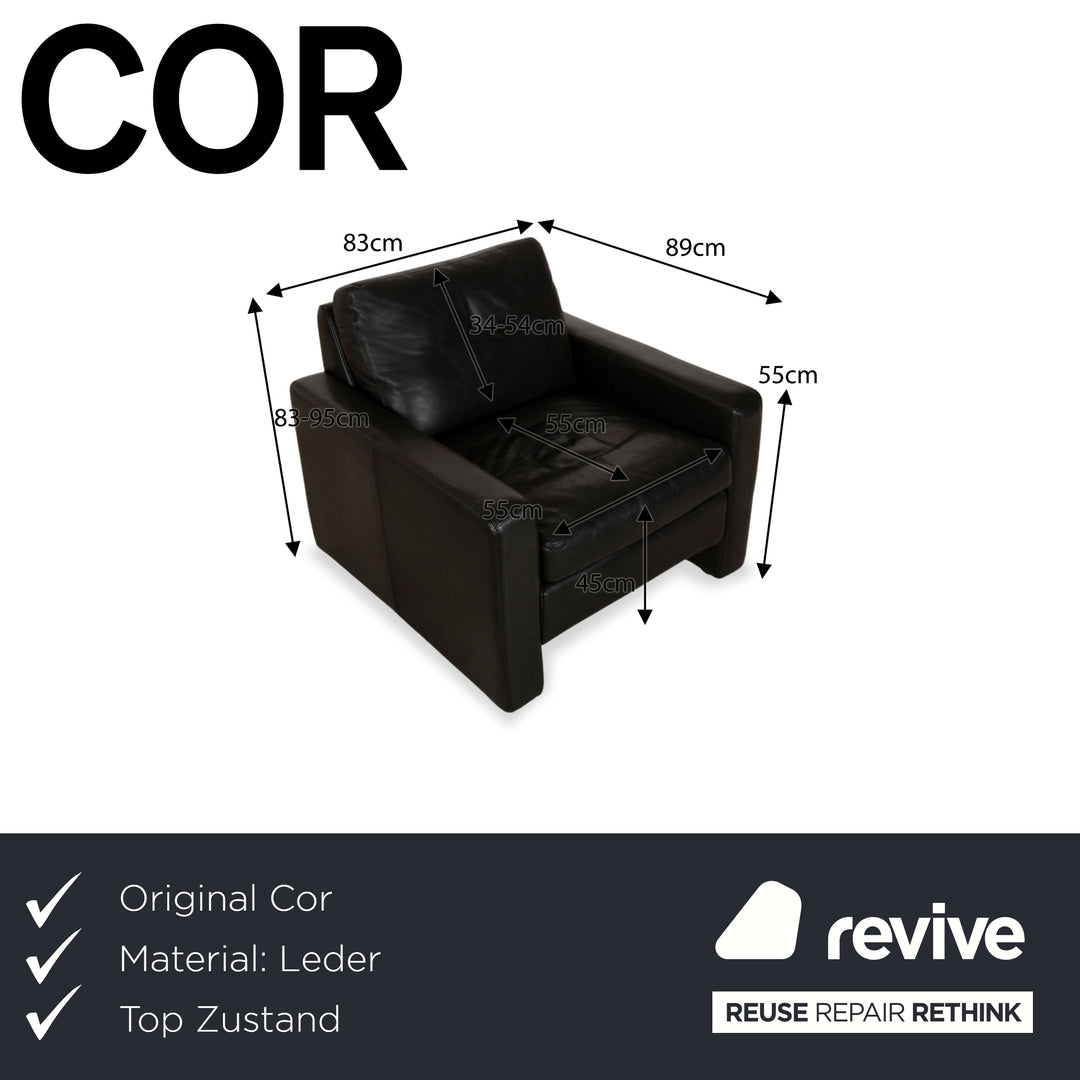 Cor Conseta Leder Sessel Schwarz manuelle Funktion