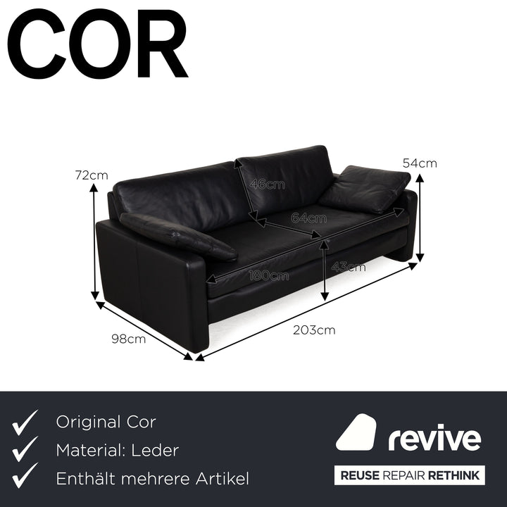 Cor Conseta Leather Sofa Set Blue Three-Seater Two-Seater Couch