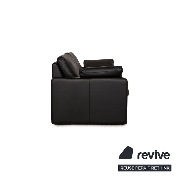 Cor Conseta Leder Sofa Garnitur Schwarz Zweisitzer Couch