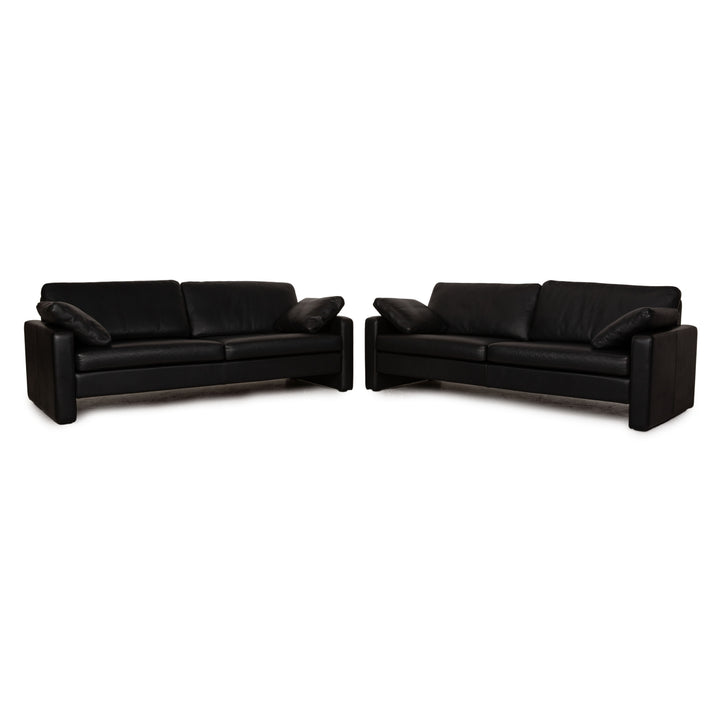 Cor Conseta Leder Sofa Garnitur Schwarz Zweisitzer Couch