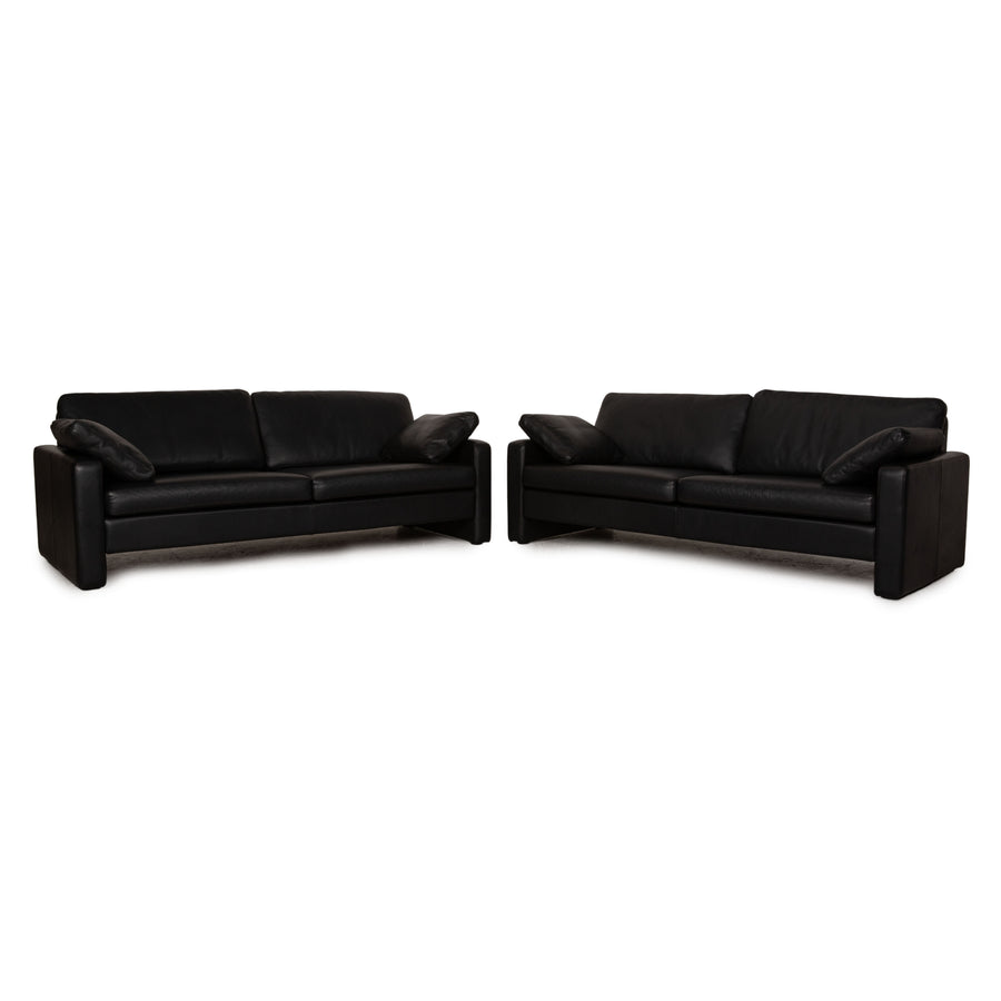 Cor Conseta Leder Sofa Garnitur Schwarz Zweisitzer Couch