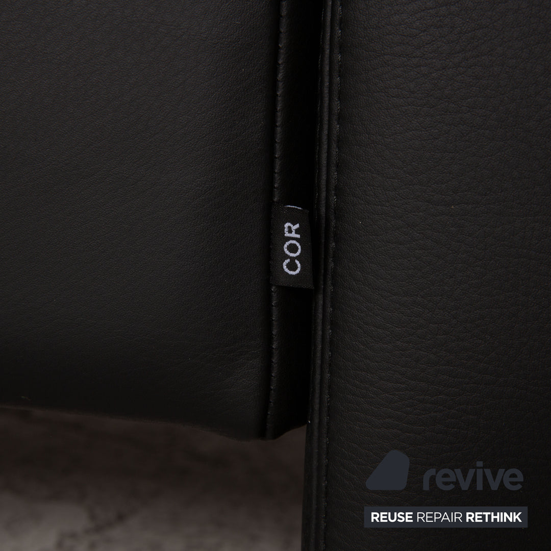 Cor Conseta Leder Sofa Garnitur Schwarz Zweisitzer Couch