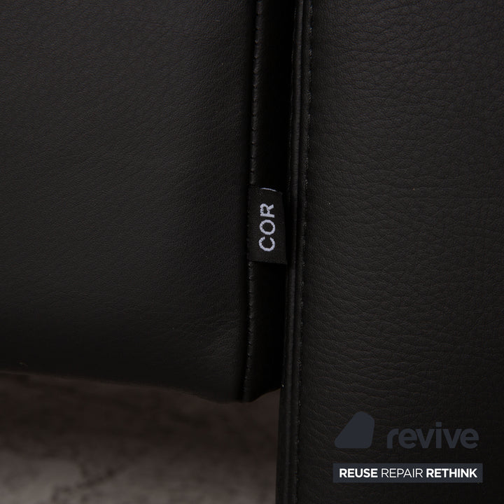 Cor Conseta Leder Sofa Garnitur Schwarz Zweisitzer Couch