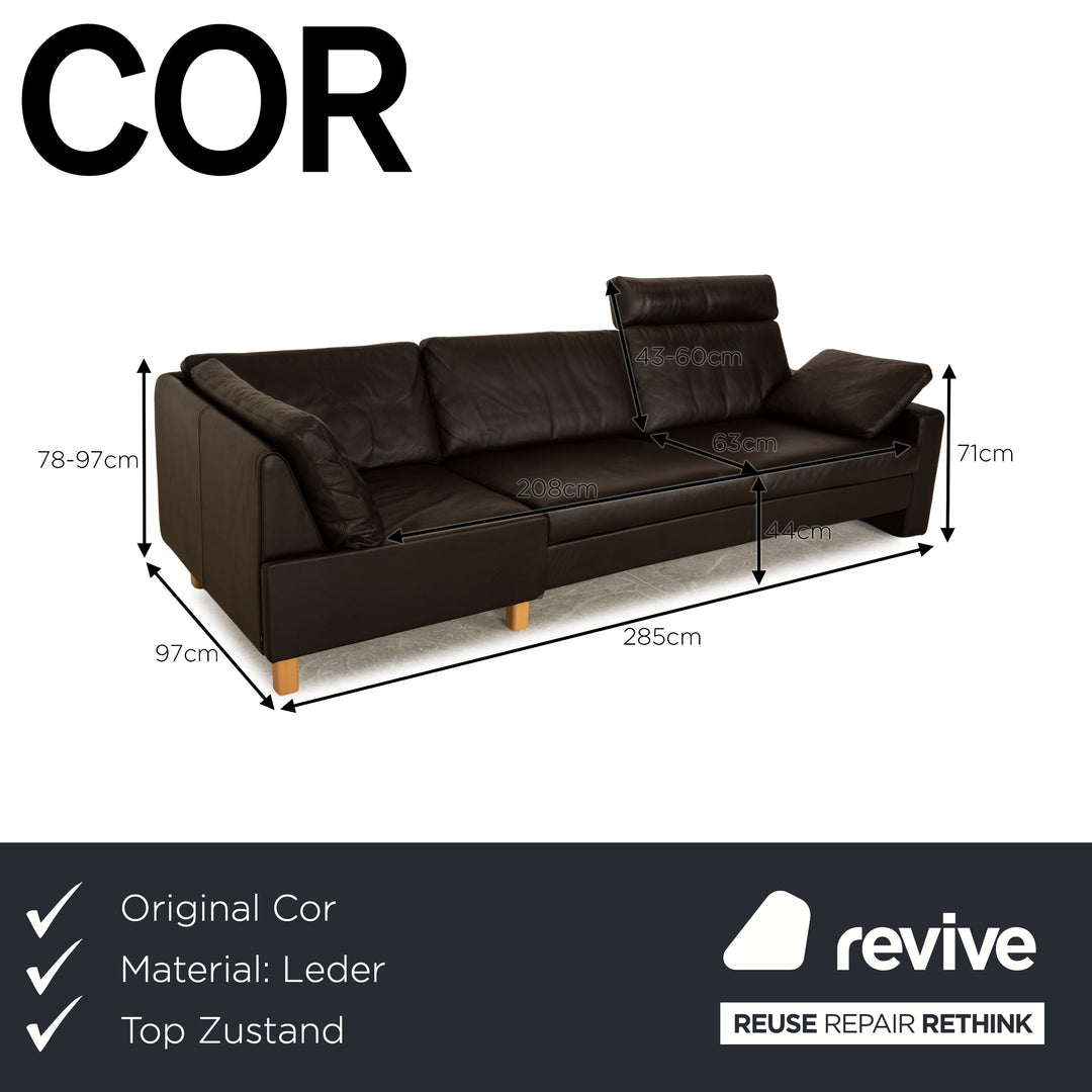 Cor Conseta Leder Viersitzer Dunkelbraun Sofa Couch