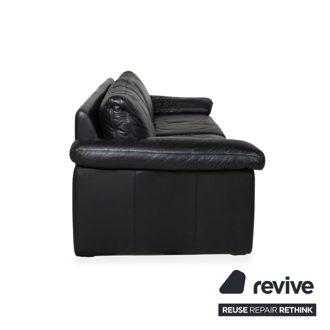 Canapé quatre places en cuir noir Cor Conseta