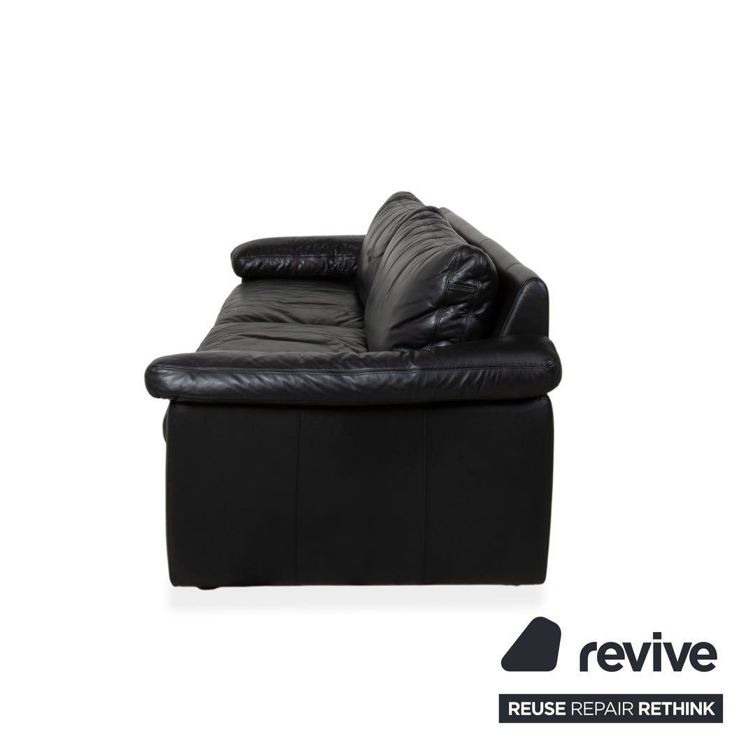 Canapé quatre places en cuir noir Cor Conseta