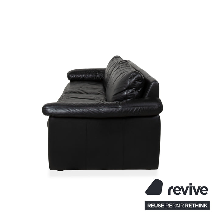 Canapé quatre places en cuir noir Cor Conseta