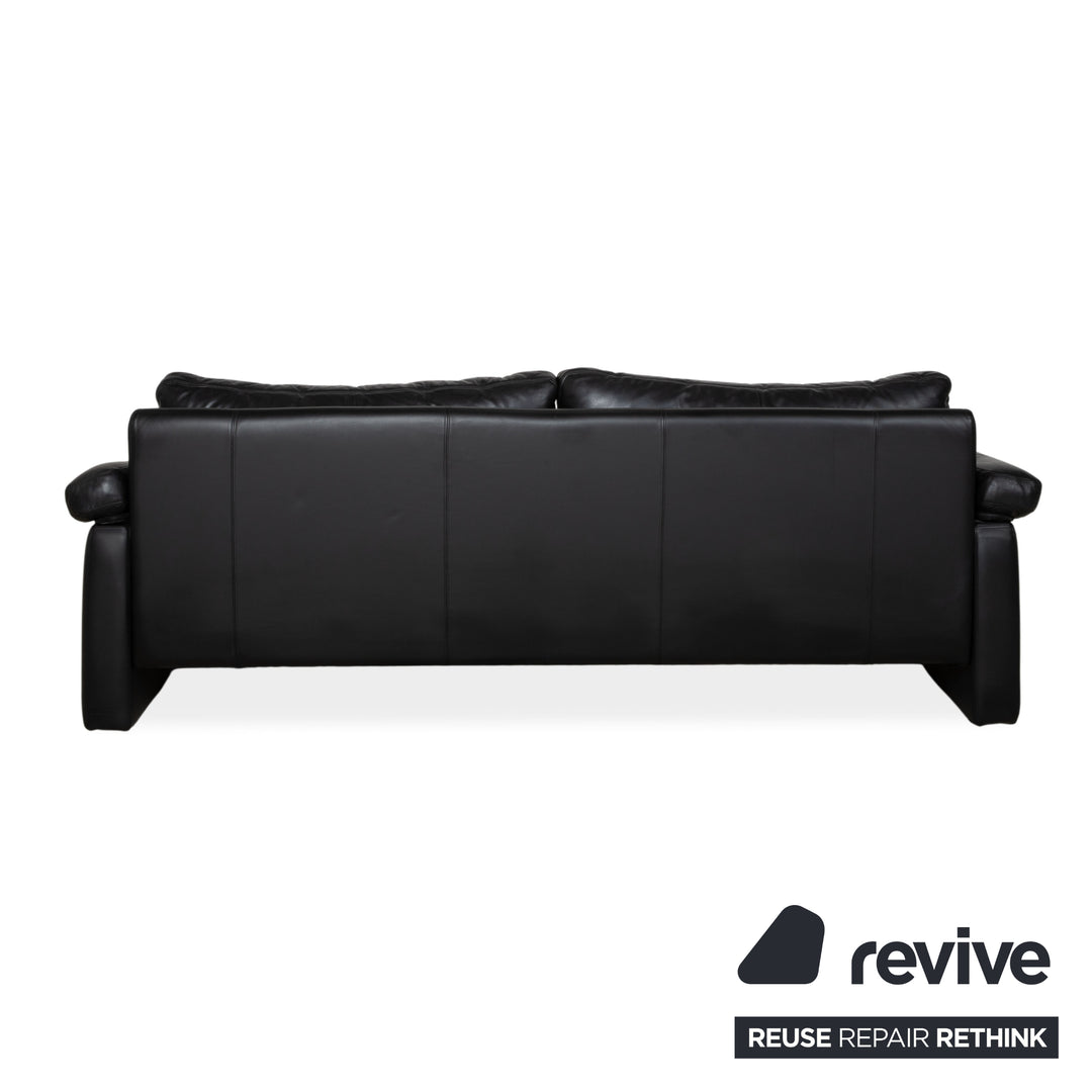 Cor Conseta Leather Two-Seater Black Sofa Couch