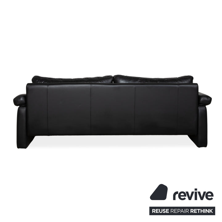 Cor Conseta Leather Two-Seater Black Sofa Couch