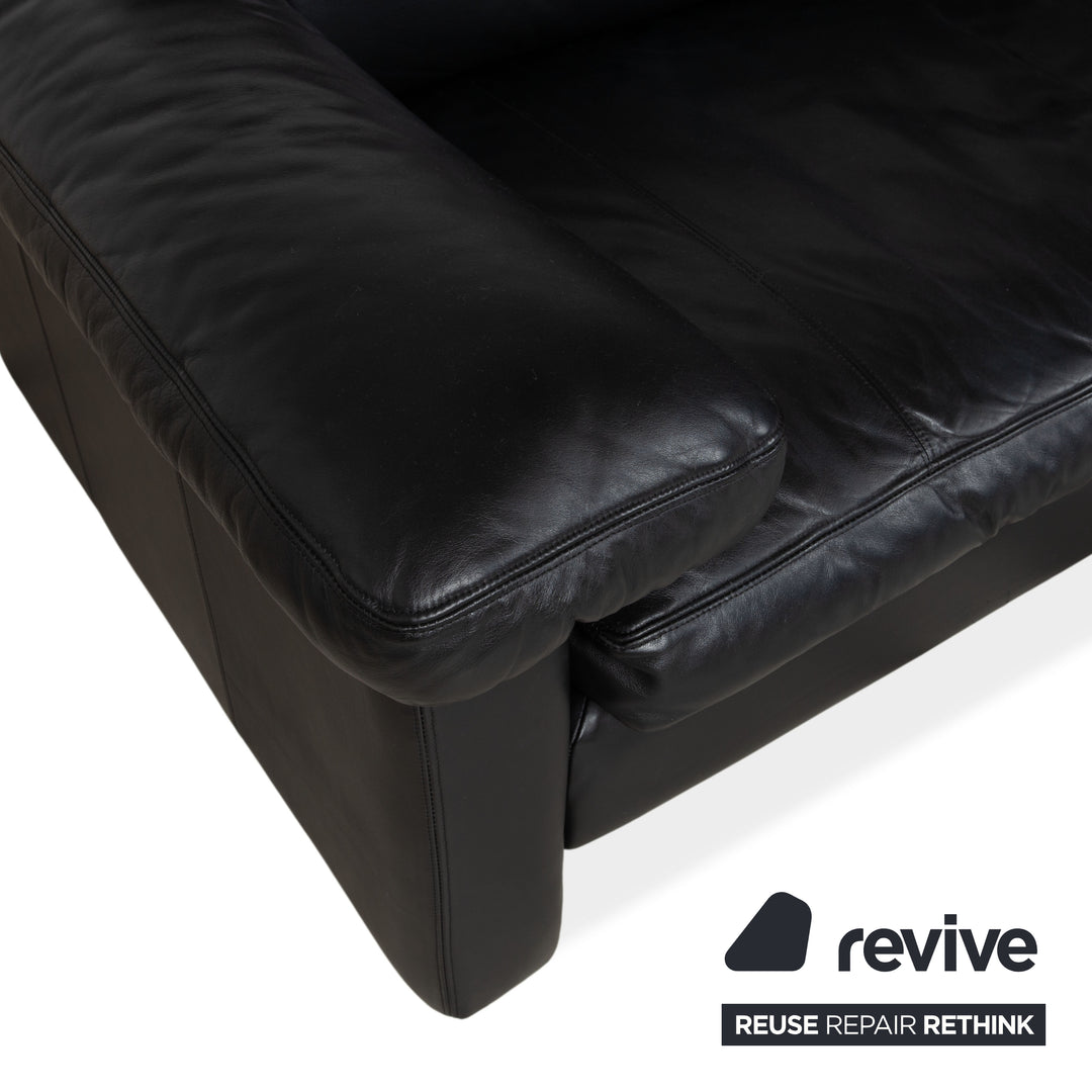 Cor Conseta Leather Two-Seater Black Sofa Couch