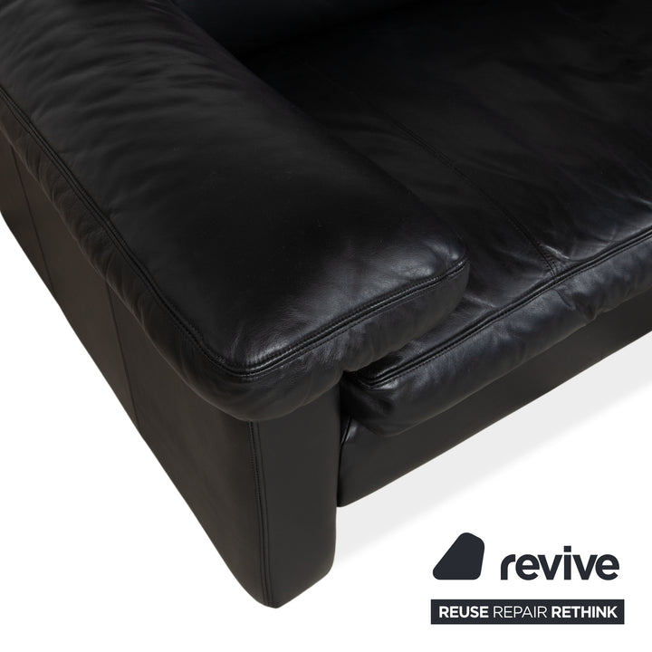 Cor Conseta Leather Two-Seater Black Sofa Couch