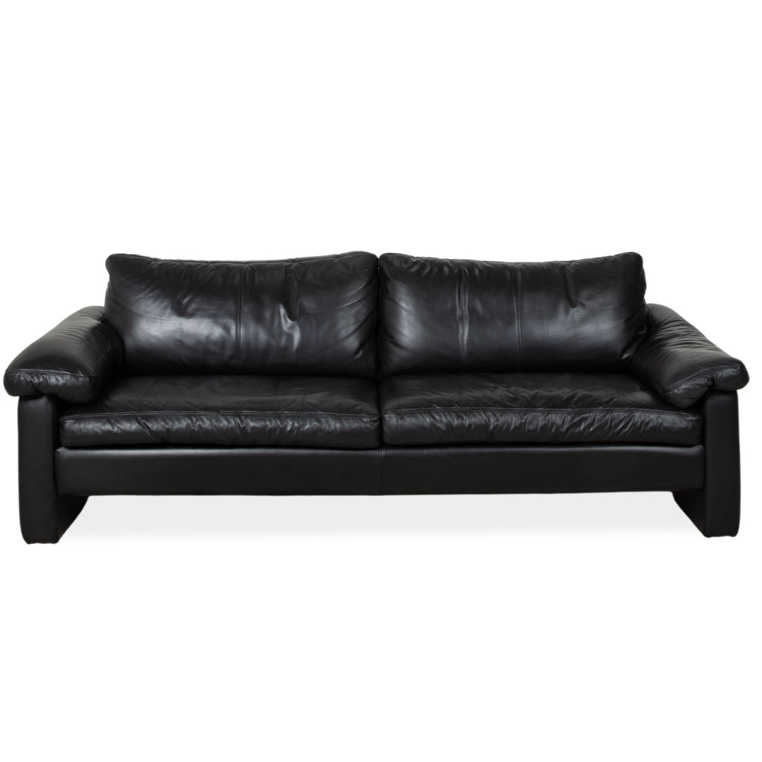 Cor Conseta Leather Two-Seater Black Sofa Couch