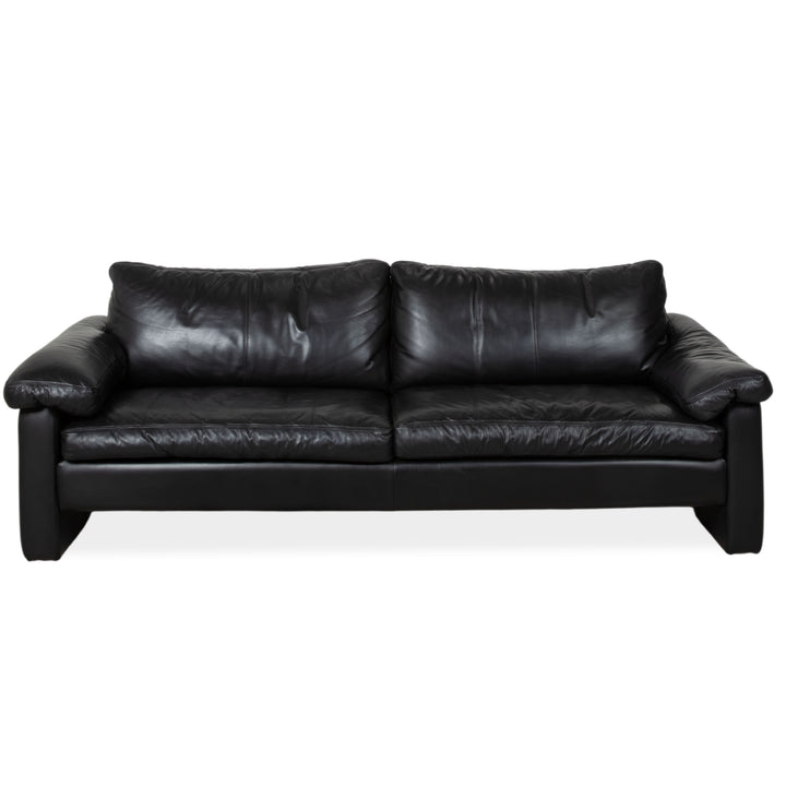 Cor Conseta Leather Two-Seater Black Sofa Couch