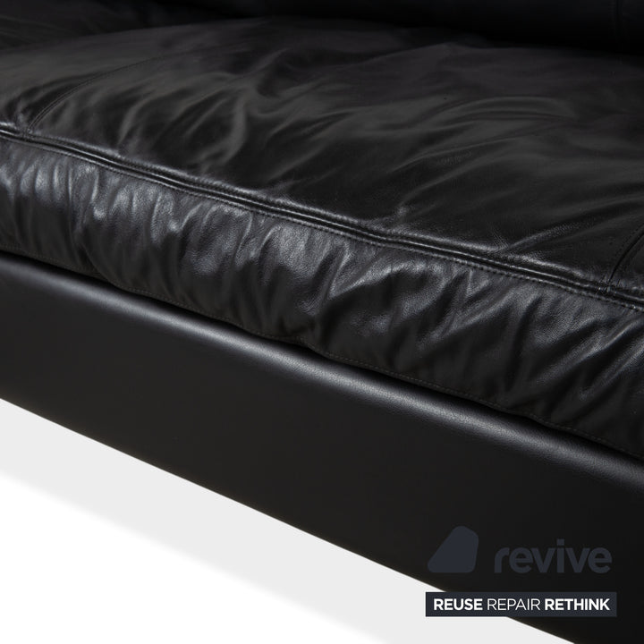 Cor Conseta Leather Two-Seater Black Sofa Couch