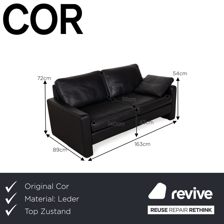 Cor Conseta Leder Zweisitzer Blau Sofa Couch