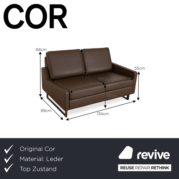 Cor Conseta Leder Zweisitzer Braun Nougat Sofa Couch