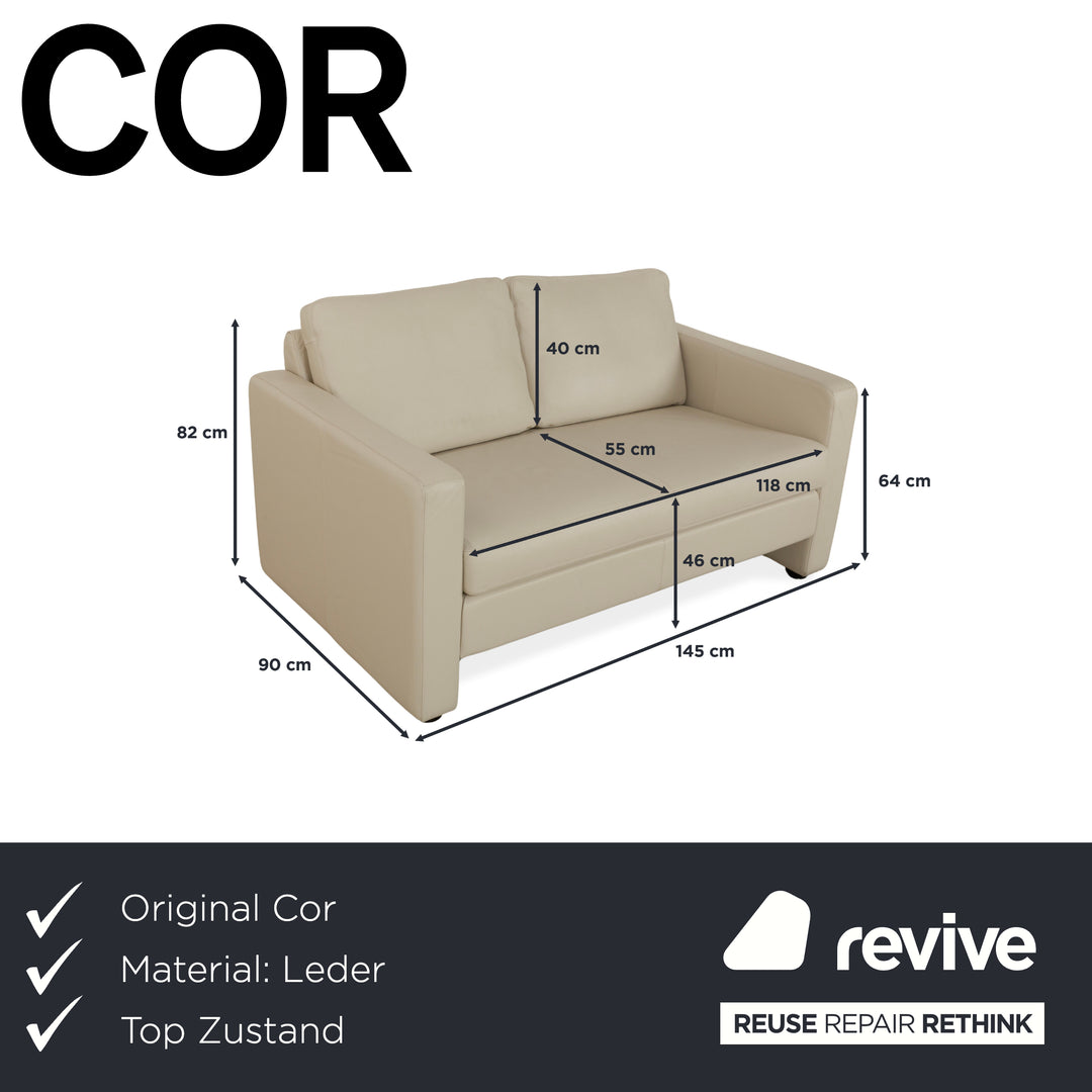 Cor Conseta Leder Zweisitzer Creme Greige Sofa Couch