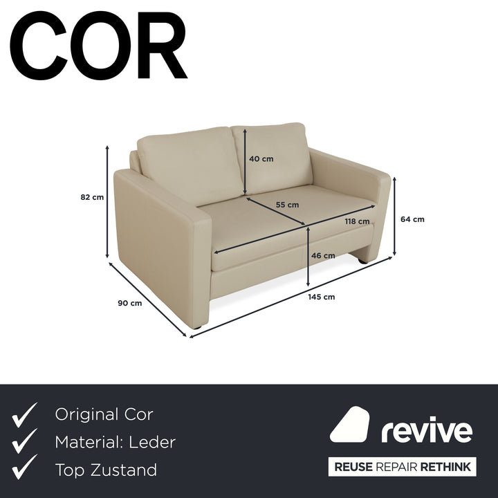 Cor Conseta Leder Zweisitzer Creme Greige Sofa Couch