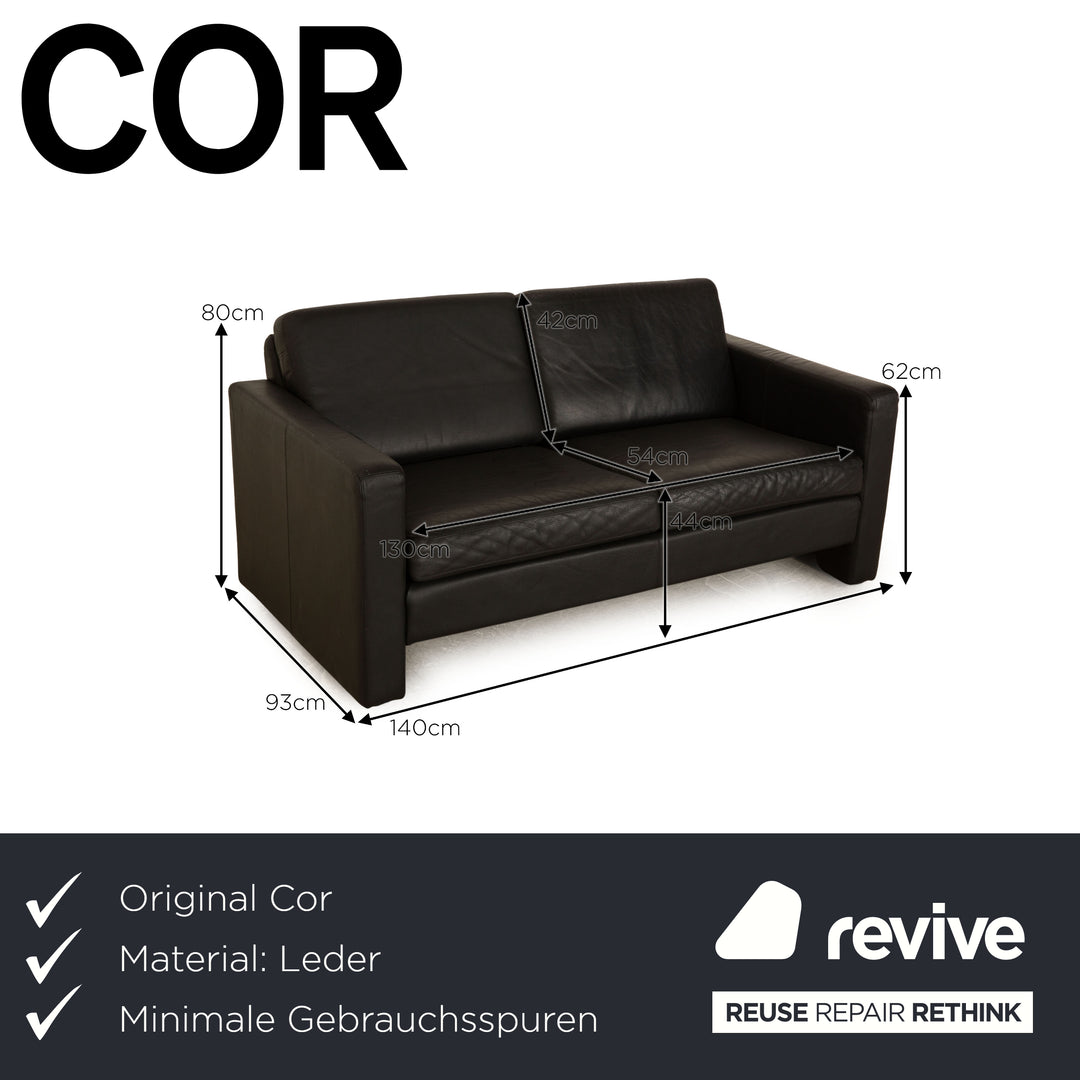 Cor Conseta Leder Zweisitzer Schwarz Sofa Couch