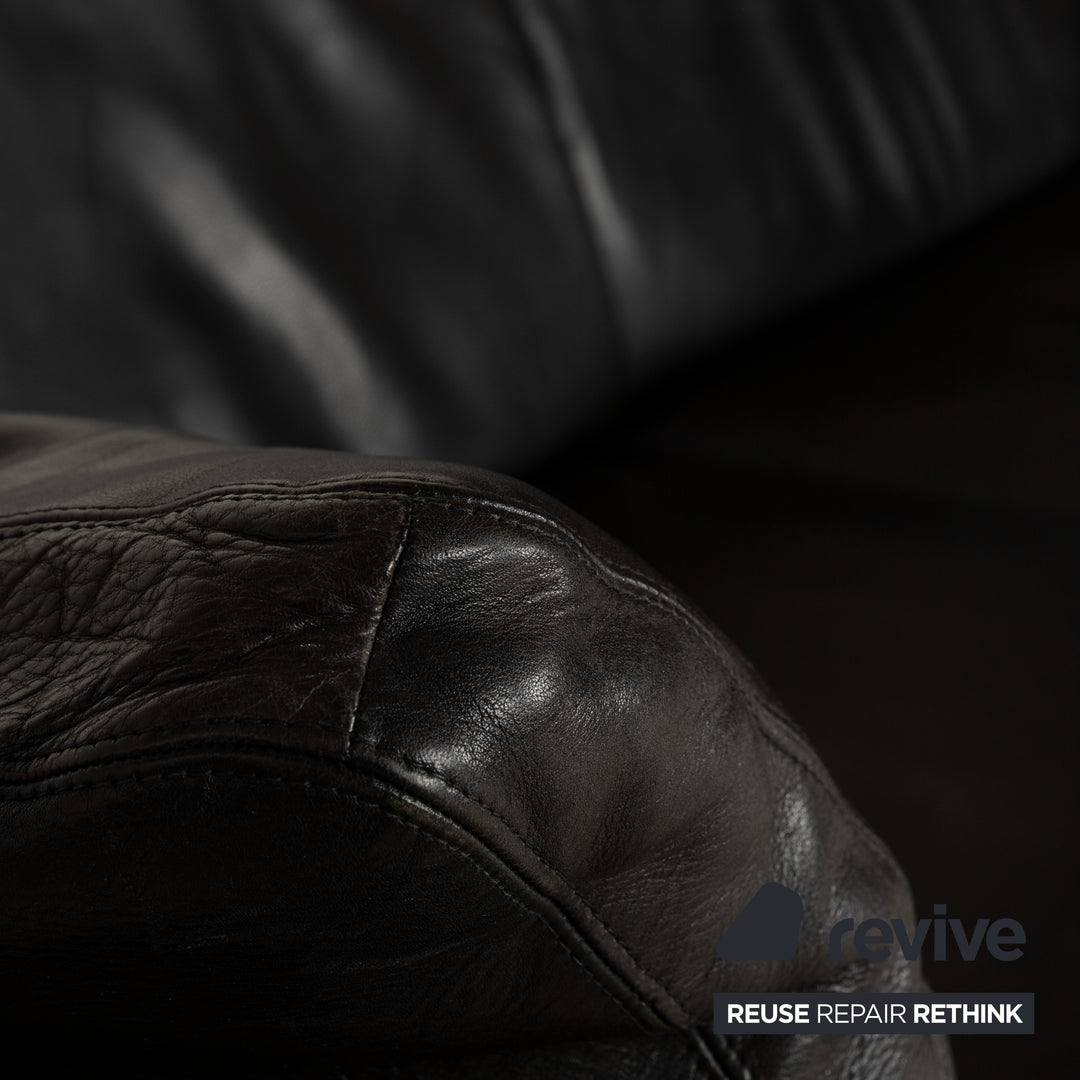 Cor Conseta Leder Dreisitzer Schwarz Sofa Couch