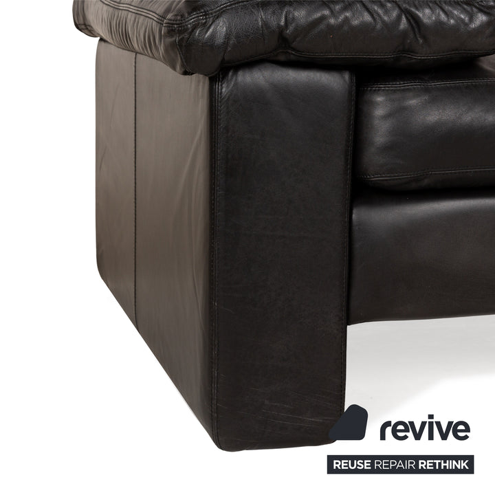 Cor Conseta Leather Two Seater Black Sofa Couch