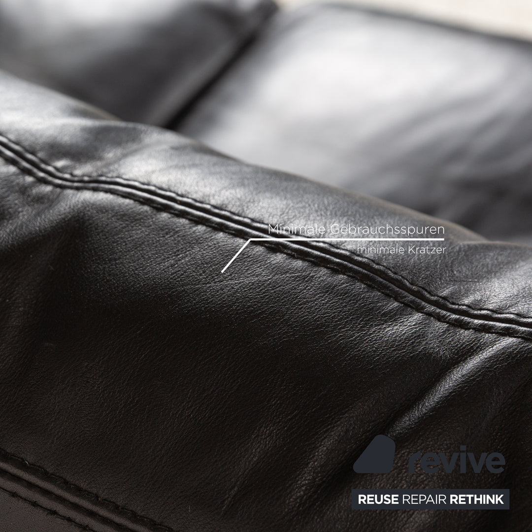 Cor Conseta Leather Two Seater Black Sofa Couch