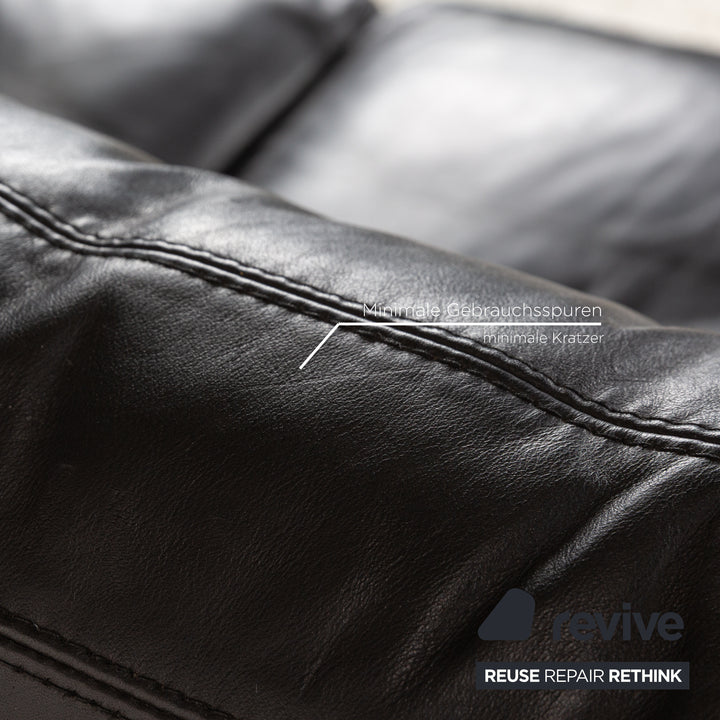 Cor Conseta Leather Two Seater Black Sofa Couch