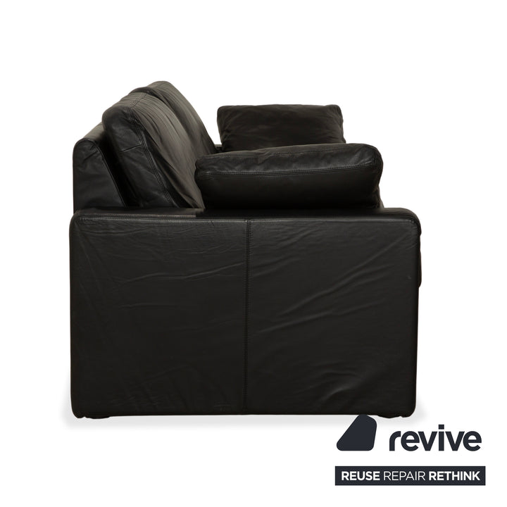 Cor Conseta Leather Two Seater Black Sofa Couch